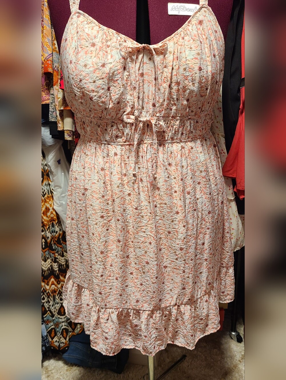 Women's Pink Floral Ruffled Dress